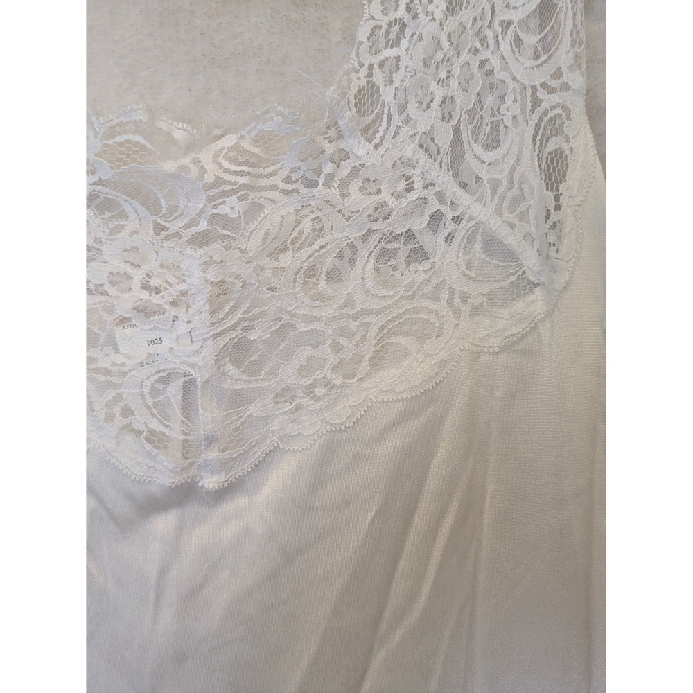 White Elegance Slip Dress Women's Small White Lace Trim Maxi Sleeveless - Picture 5 of 9